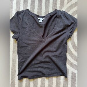 Organic Basics Gray Fitted Short Sleeve cropped “tiny tee” T-Shirt